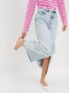 Джинсовая юбка-макси с разрезом и необработанным краем