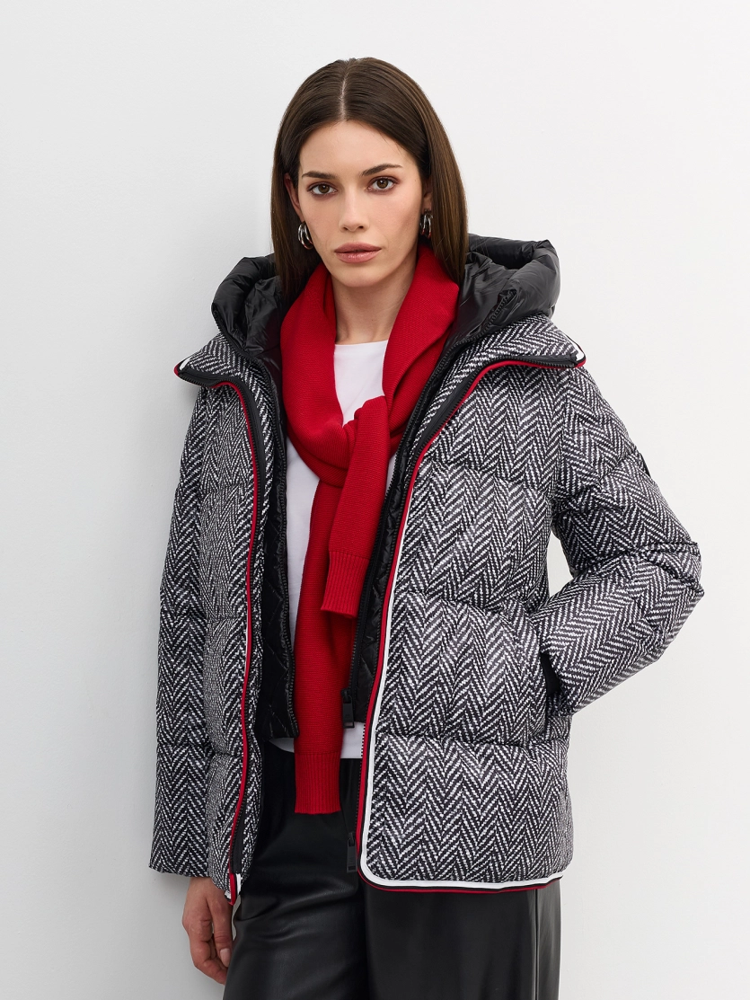 Комбинированная  куртка с принтом