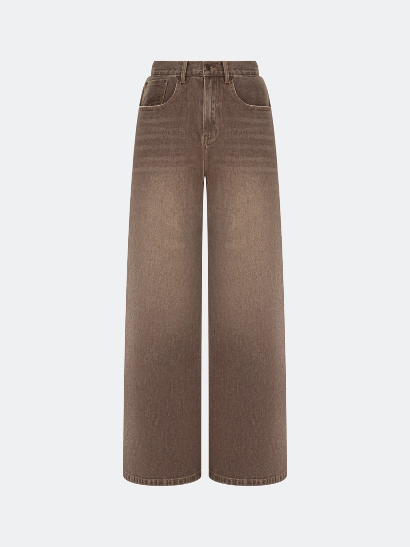 Широкие джинсы кофейного цвета