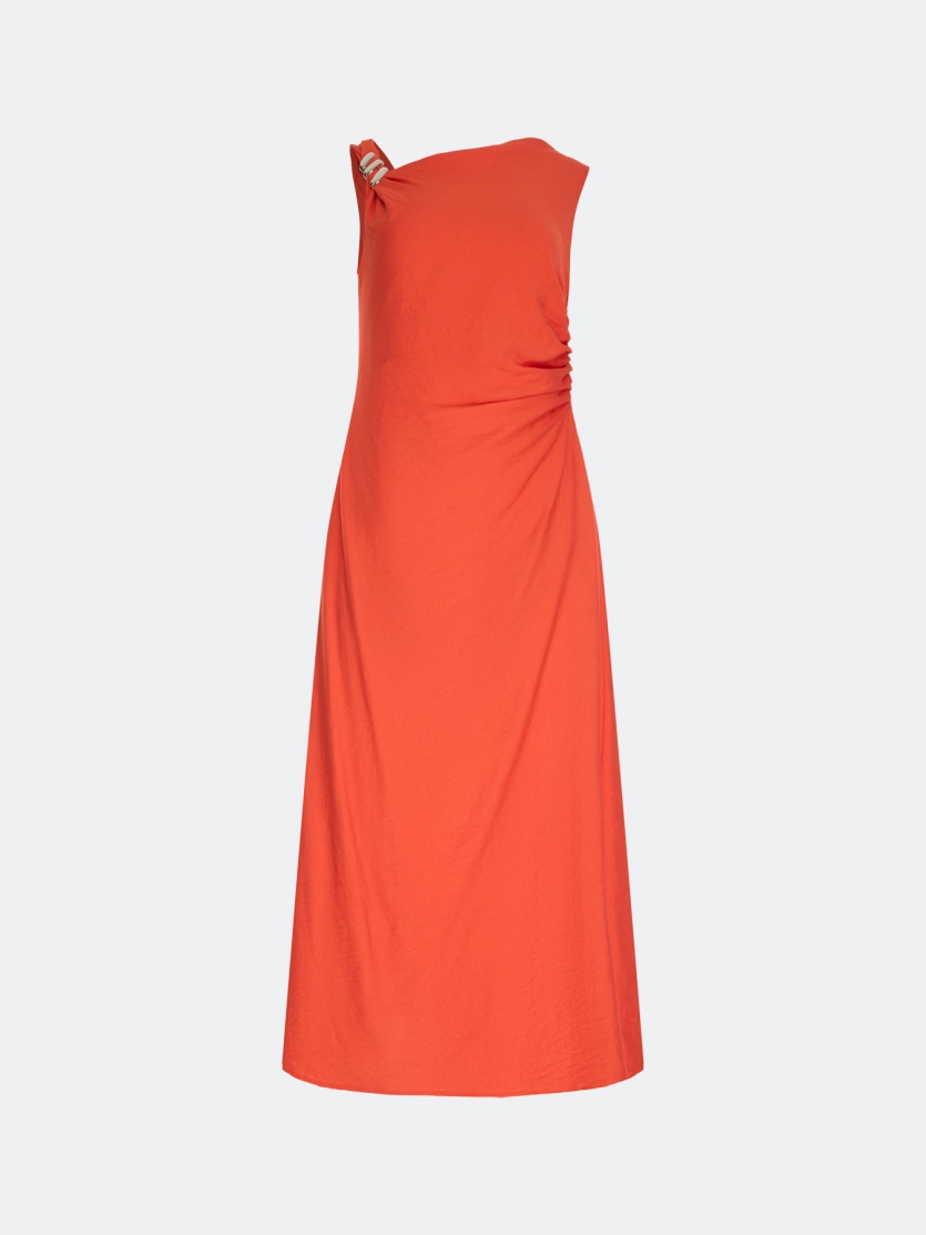 Платье-миди с асимметричным вырезом