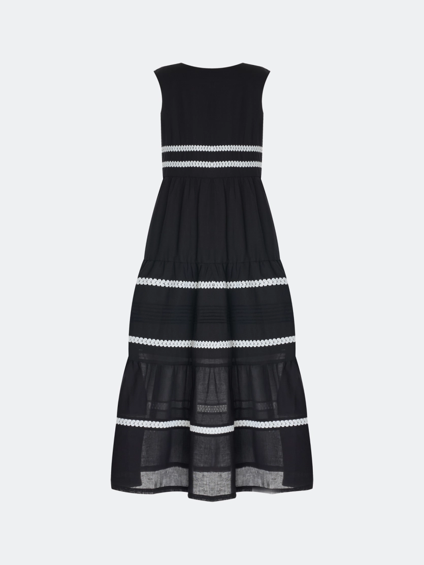 Платье из тенселя с ярусными оборками