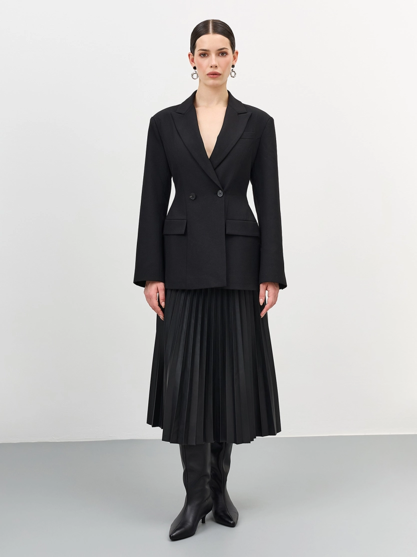 Юбка-плиссе из экокожи