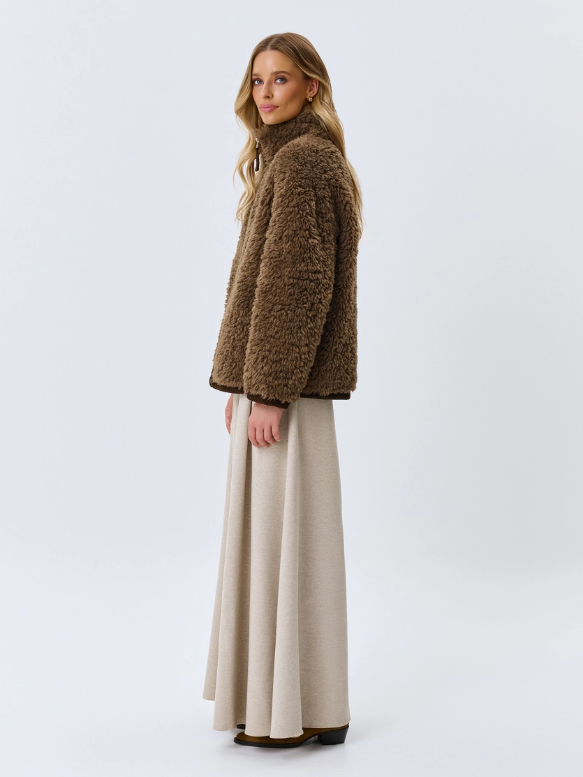 Oversize дубленка из искусственного меха.