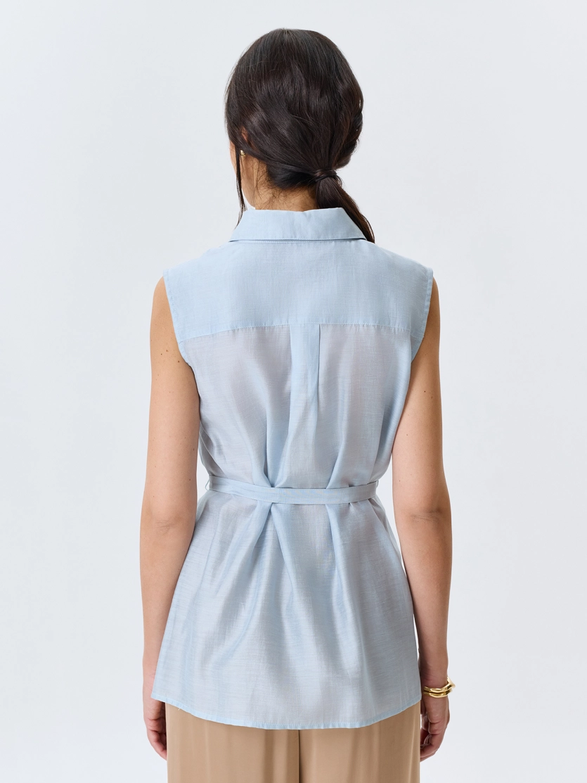 Полупрозрачная блузка из тенселя