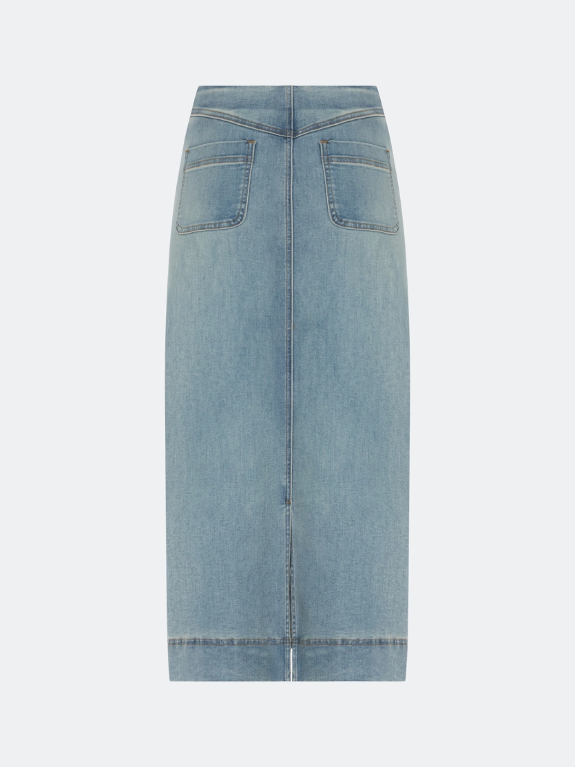 Прямая джинсовая юбка-миди