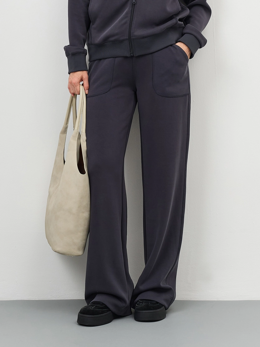 Брюки из смесового модала с широким поясом