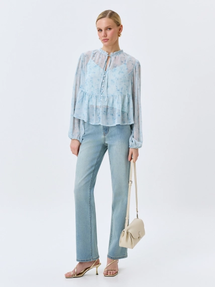 Полупрозрачная блузка с флоральным принтом