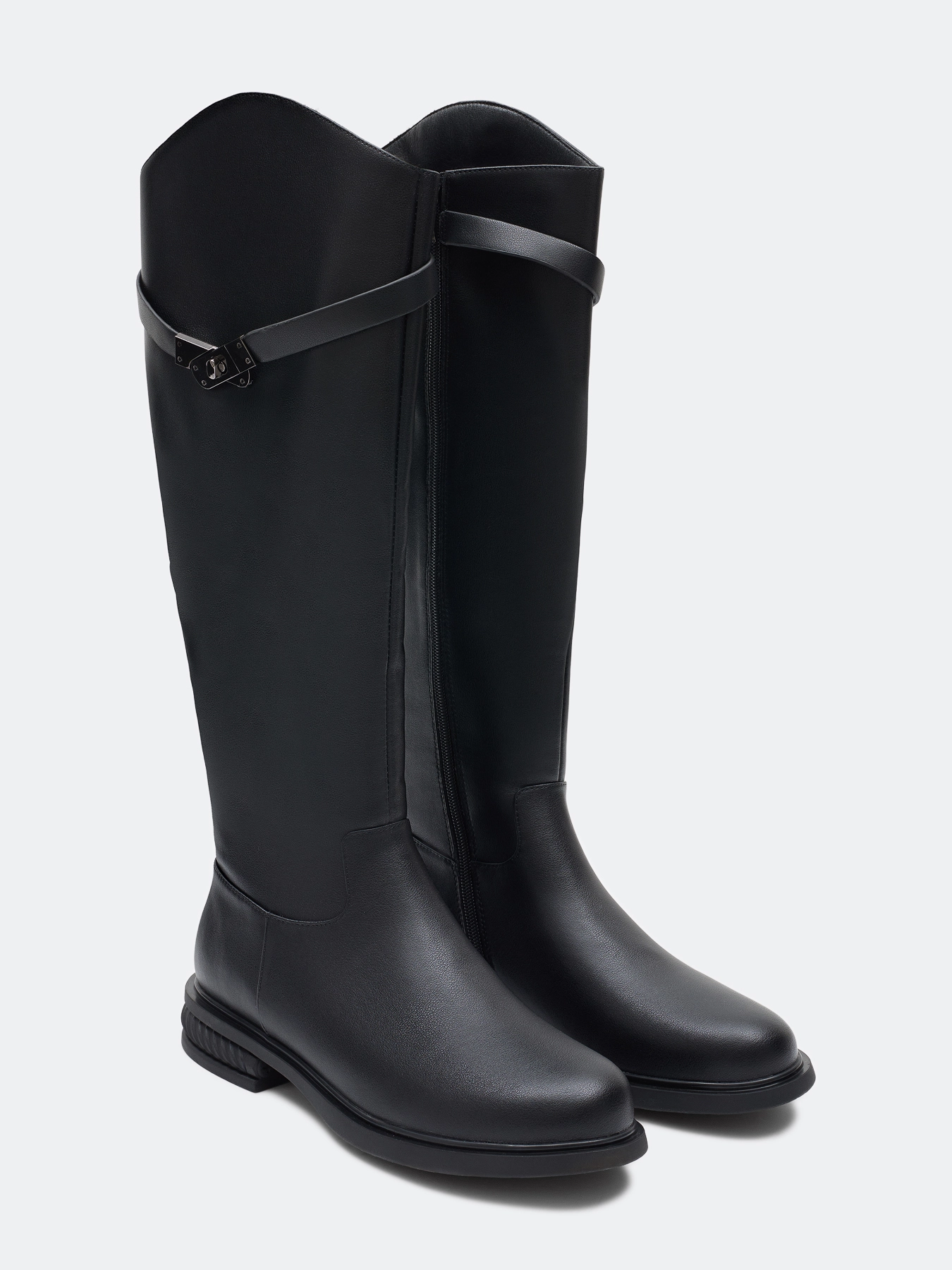 Сапоги кожаные высокие на каблуке демисезонные SAVAGE