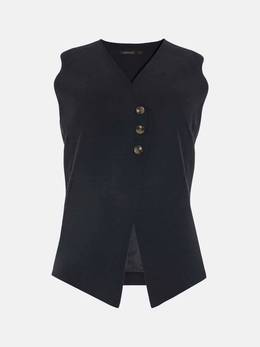 Удлиненный жилет с асимметричной застежкой