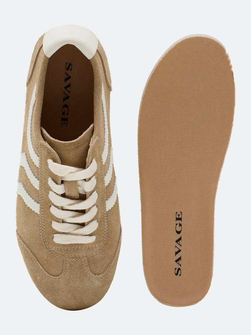 Замшевые кеды с контрастными полосками