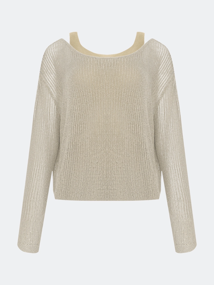 Ажурный комбинированный джемпер