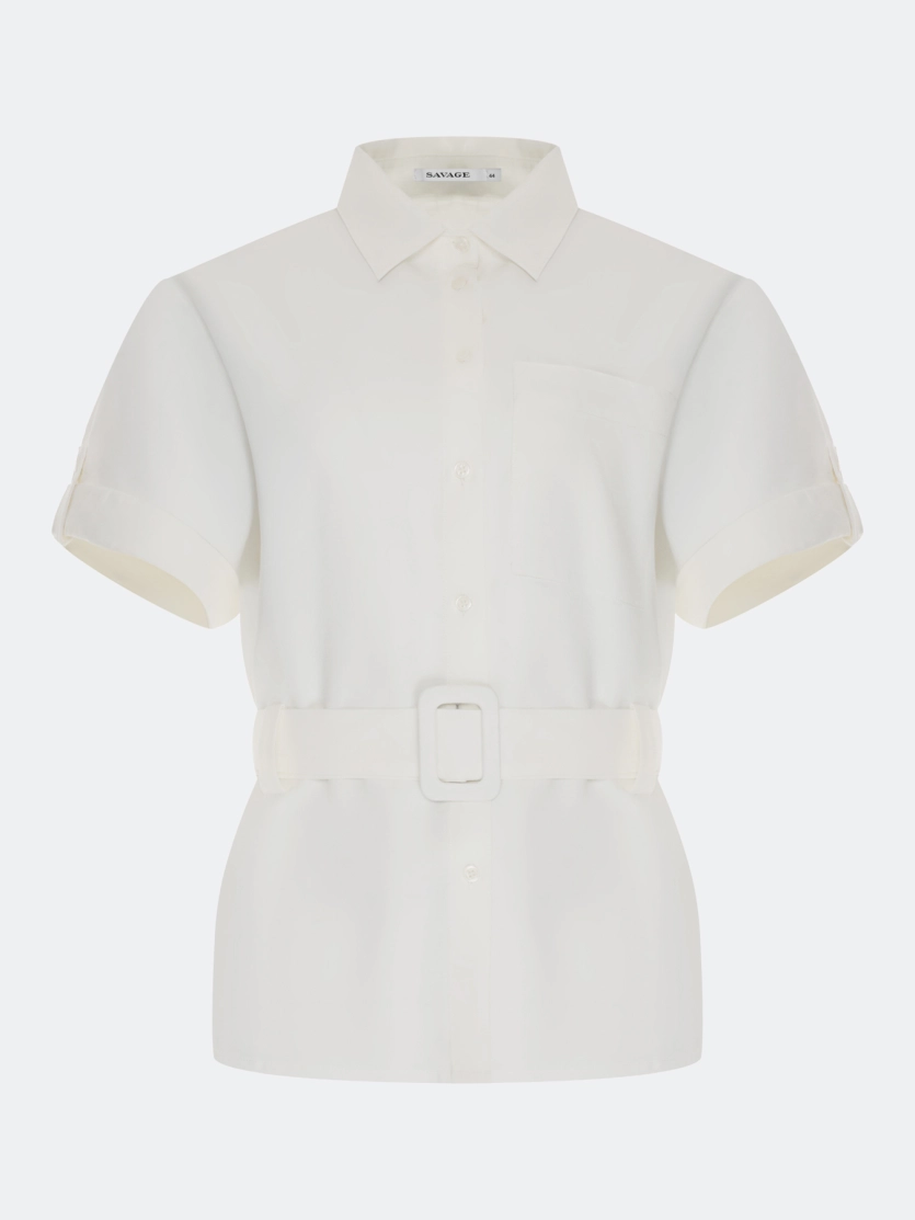 Классическая блузка с поясом