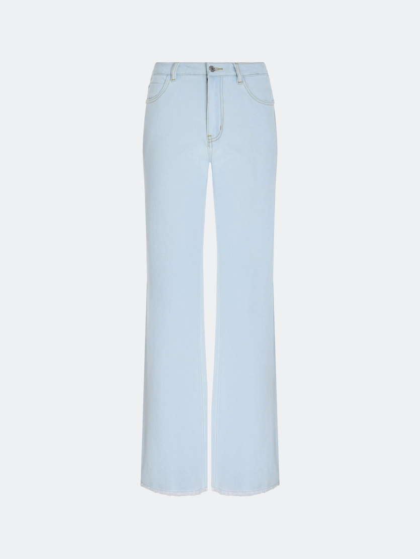 Светлые джинсы с разрезами 