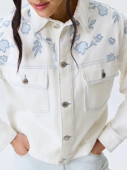 Джинсовый жакет с цветочным принтом