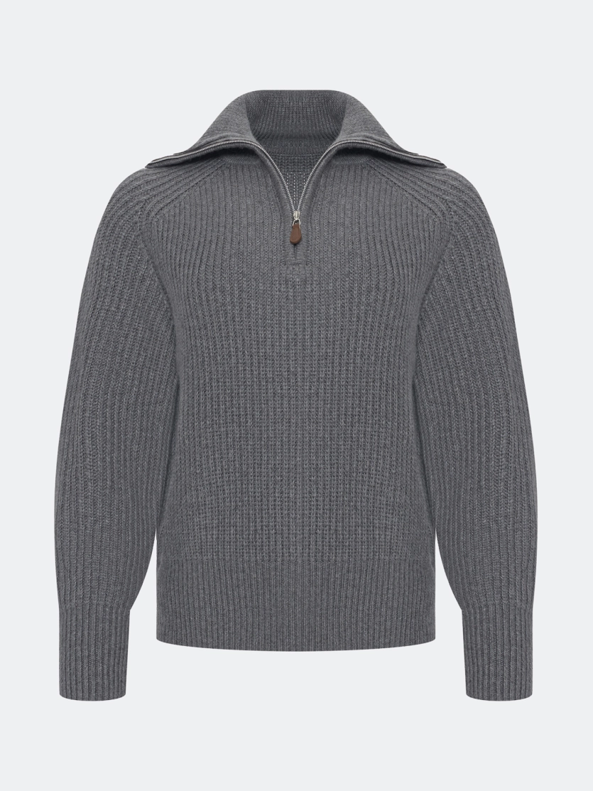Свитер с отложным воротником на молнии