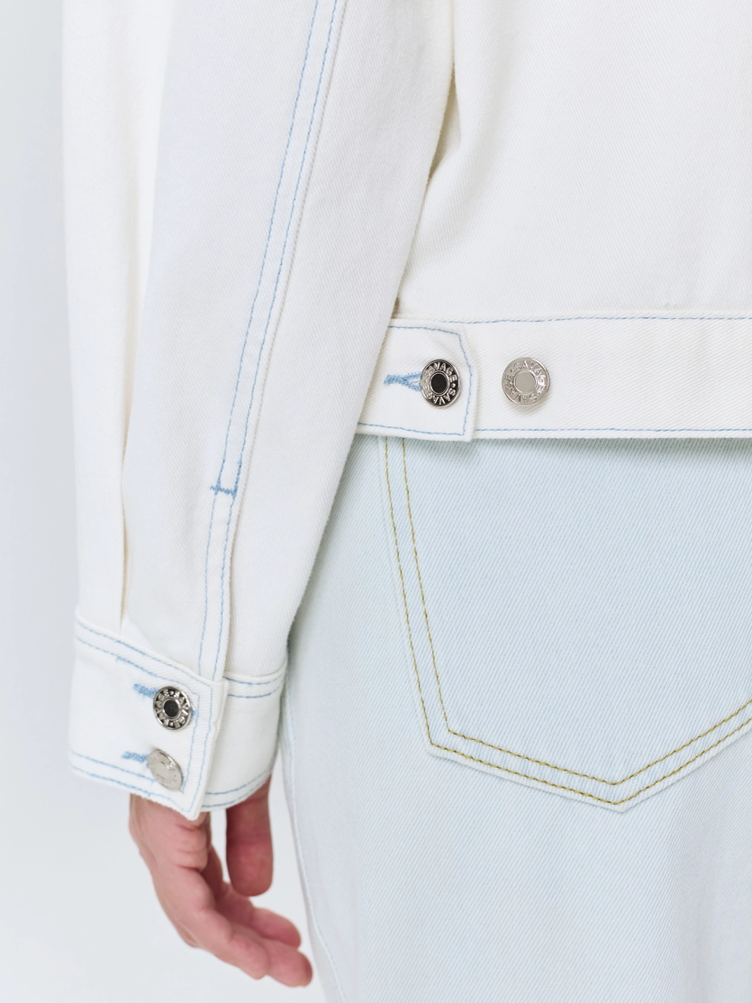 Джинсовый жакет с цветочным принтом