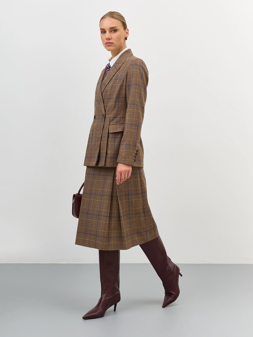 Двубортный жакет в клетку