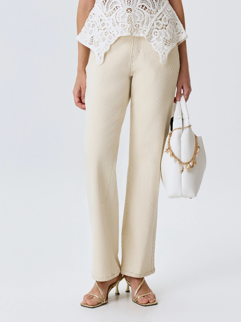 Жаккардовые джинсы прямого силуэта