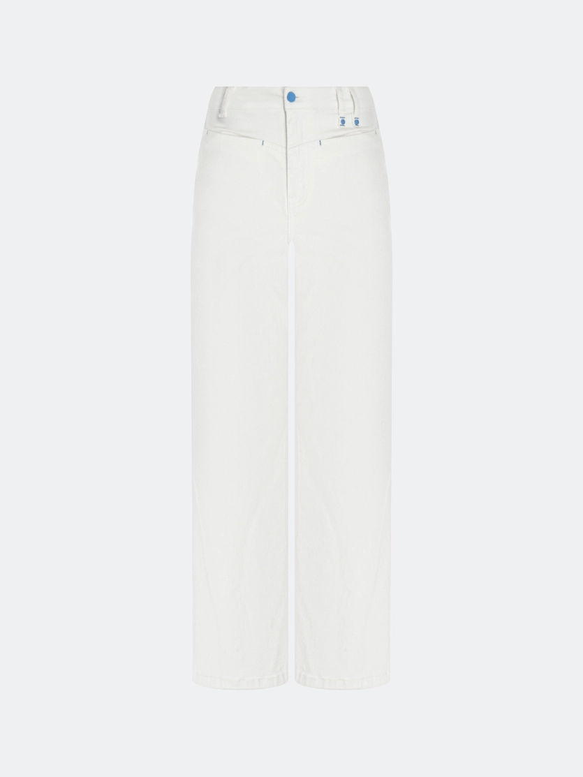 Белые джинсы с вышивкой и цветной фурнитурой 