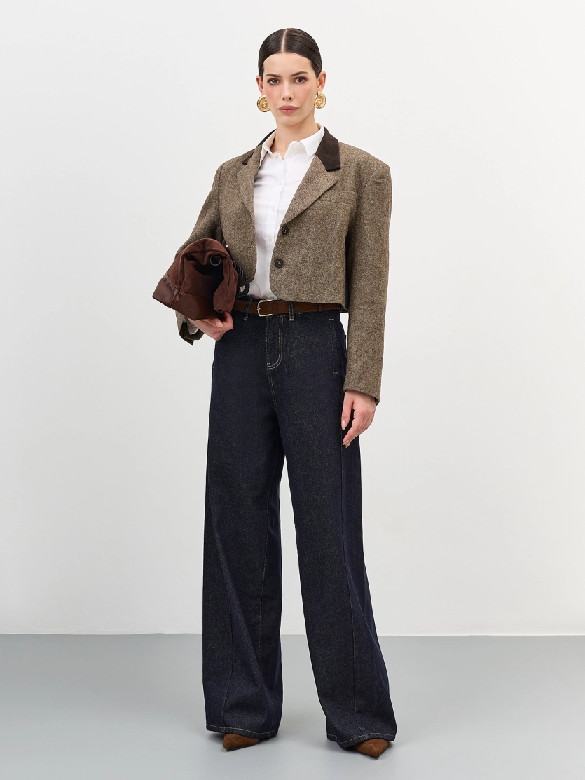 Широкие джинсы с контрастными швами