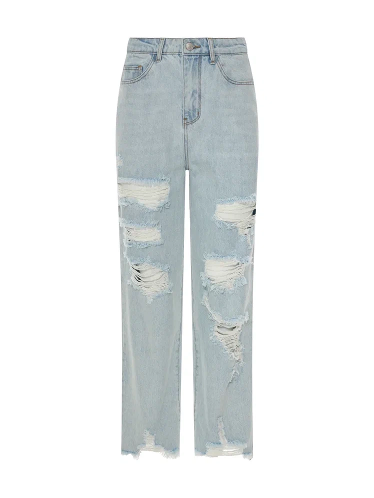 Джинсы с акцентными дестроями