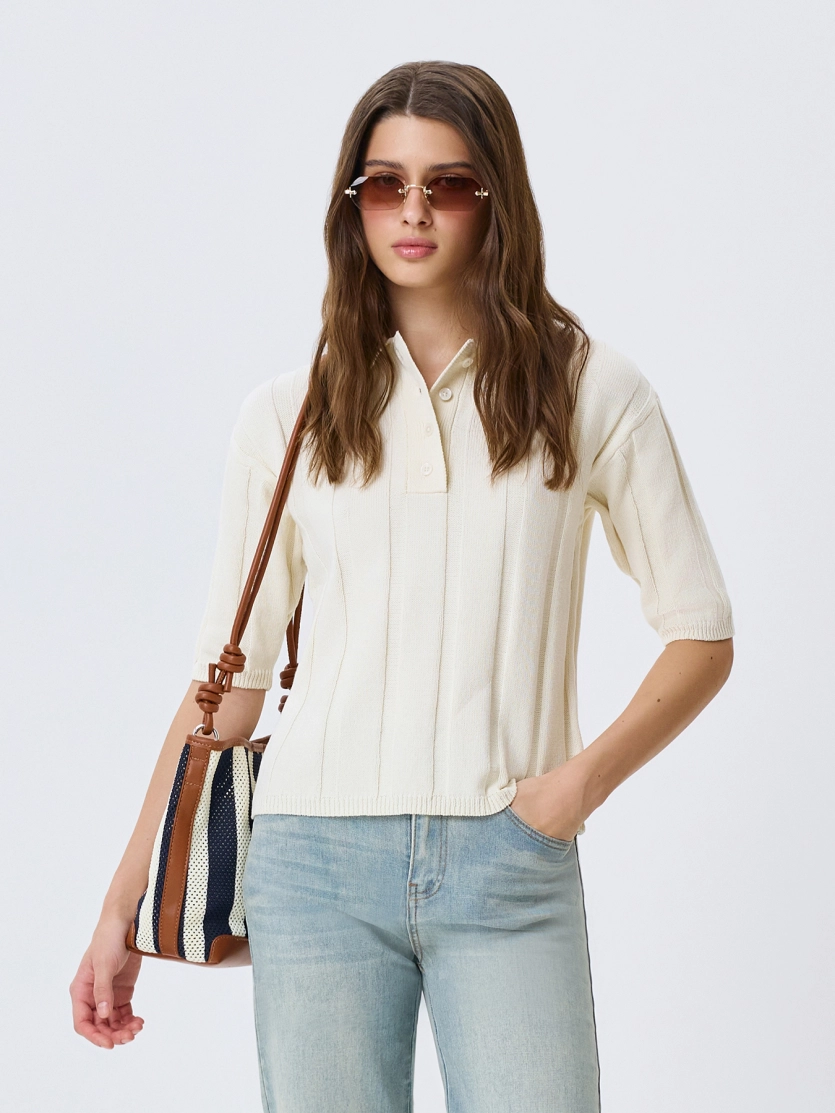 Поло в рубчик из 100% хлопка