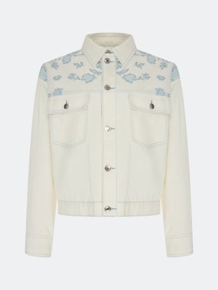 Джинсовый жакет с цветочным принтом