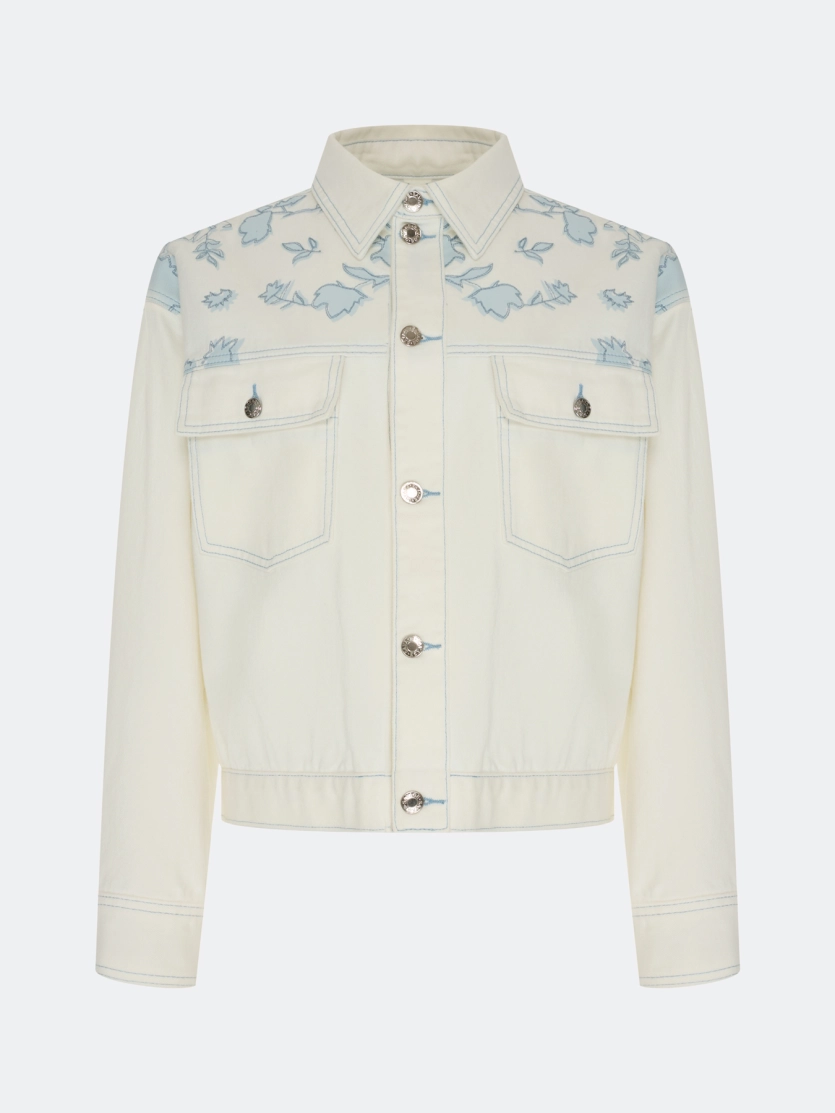 Джинсовый жакет с цветочным принтом