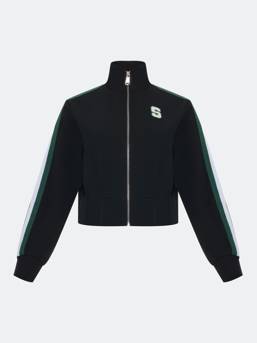 Трикотажный бомбер в спортивном стиле