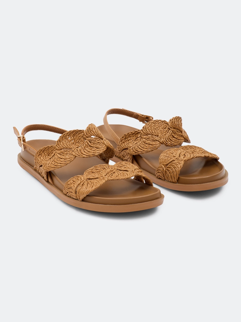 Босоножки из натуральной кожи с акцентным плетением