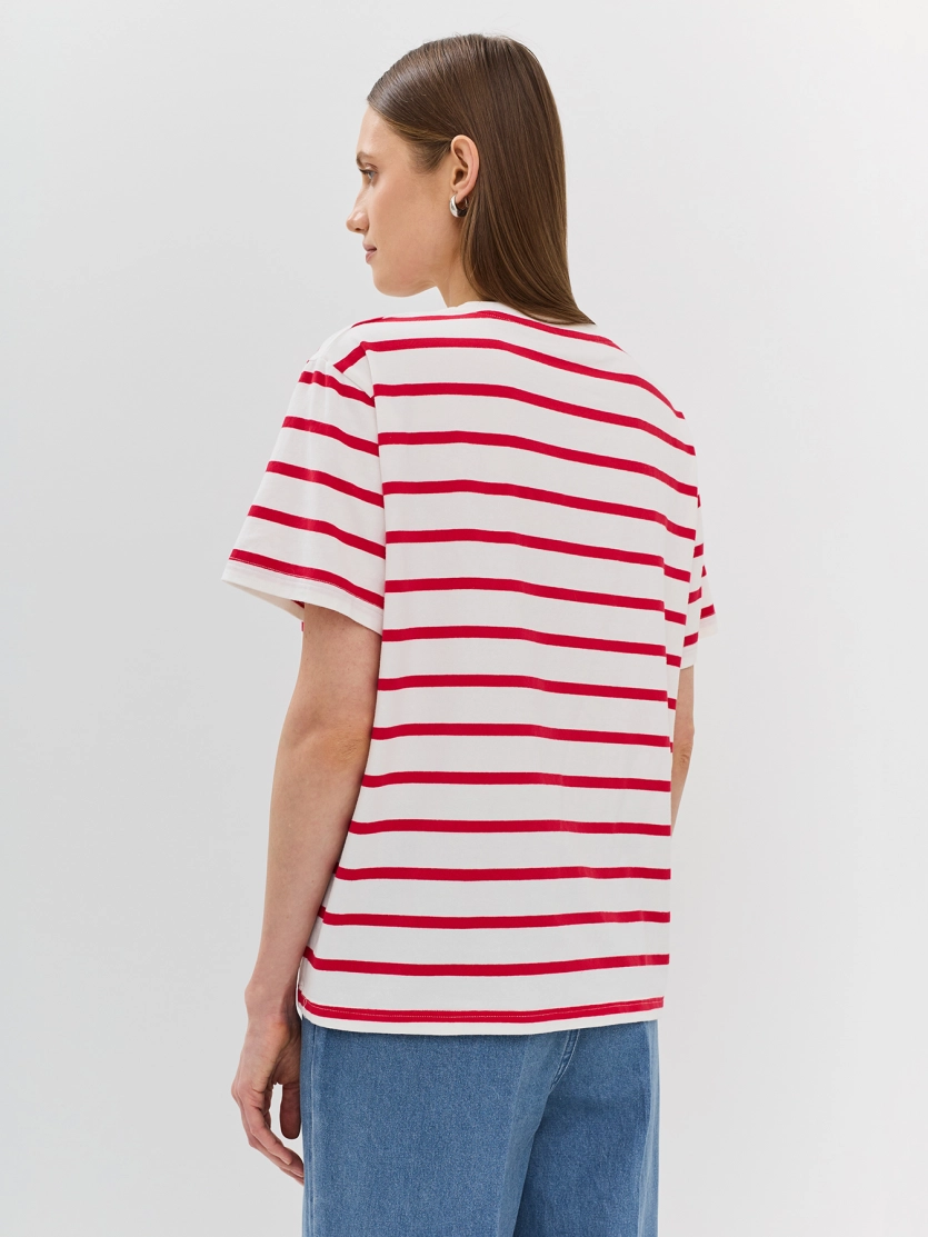 Хлопковая футболка Oversize в яркую полоску