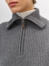 Свитер с отложным воротником на молнии