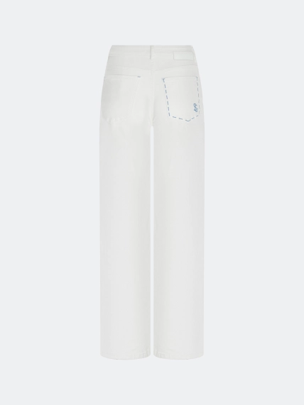 Белые джинсы с вышивкой и цветной фурнитурой 