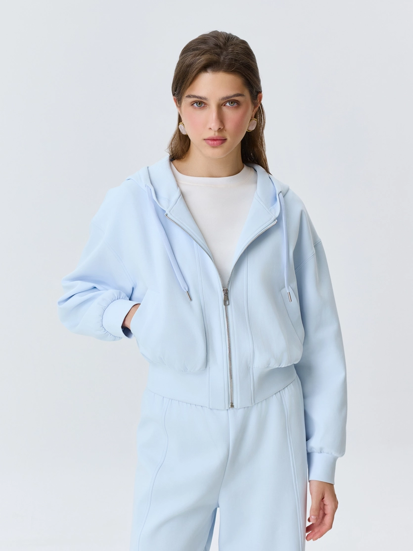 Укороченное худи на молнии