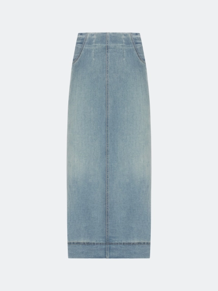 Прямая джинсовая юбка-миди