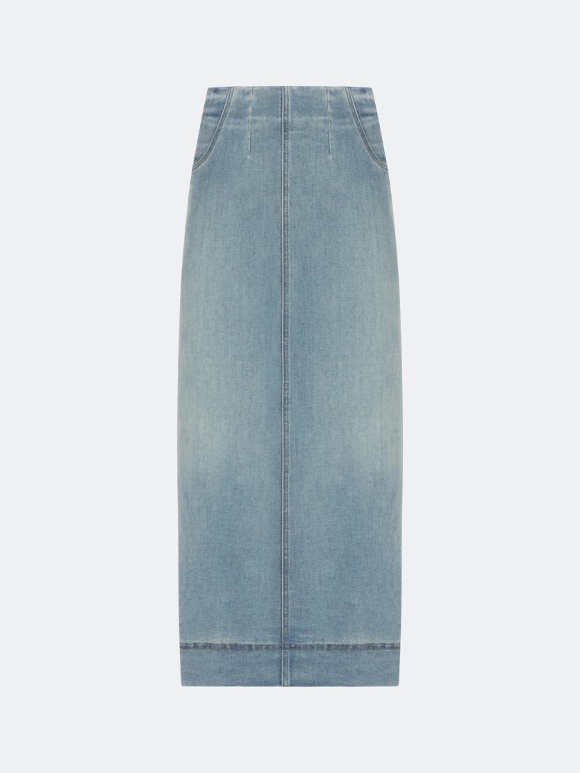 Прямая джинсовая юбка-миди
