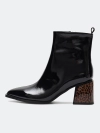 Ботильоны из лаковой кожи и контрастным каблуком