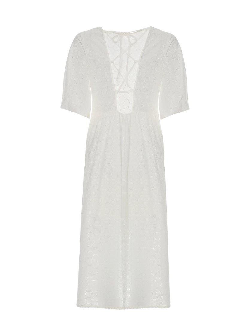 Платье из хлопкового шитья с открытой спиной