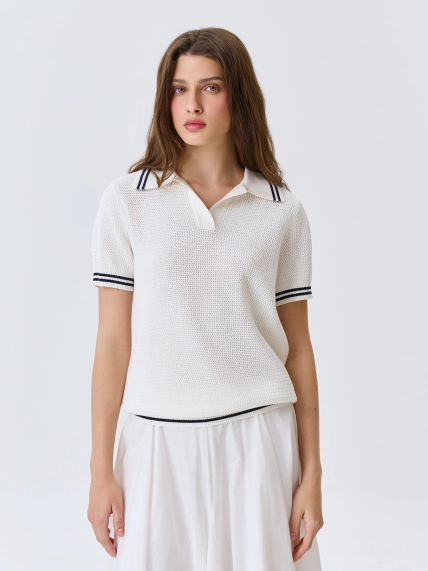 Поло ажурной вязки