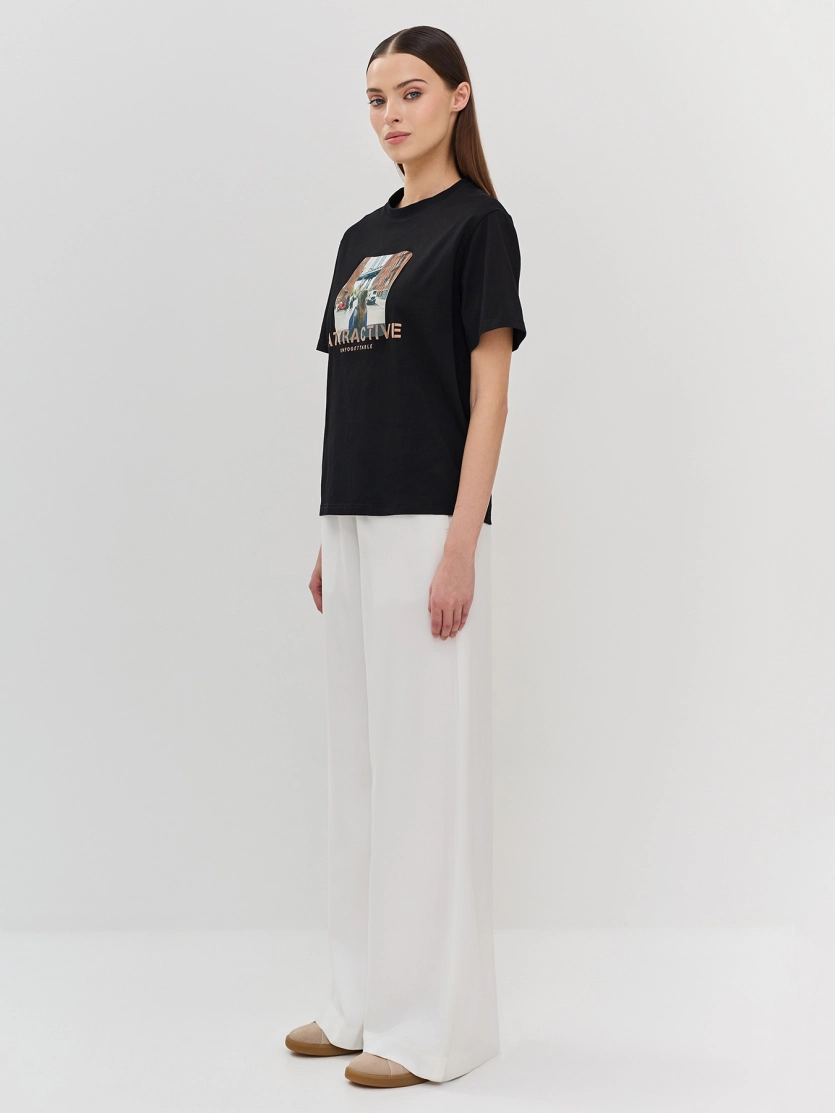 Футболка Oversize с флок принтом