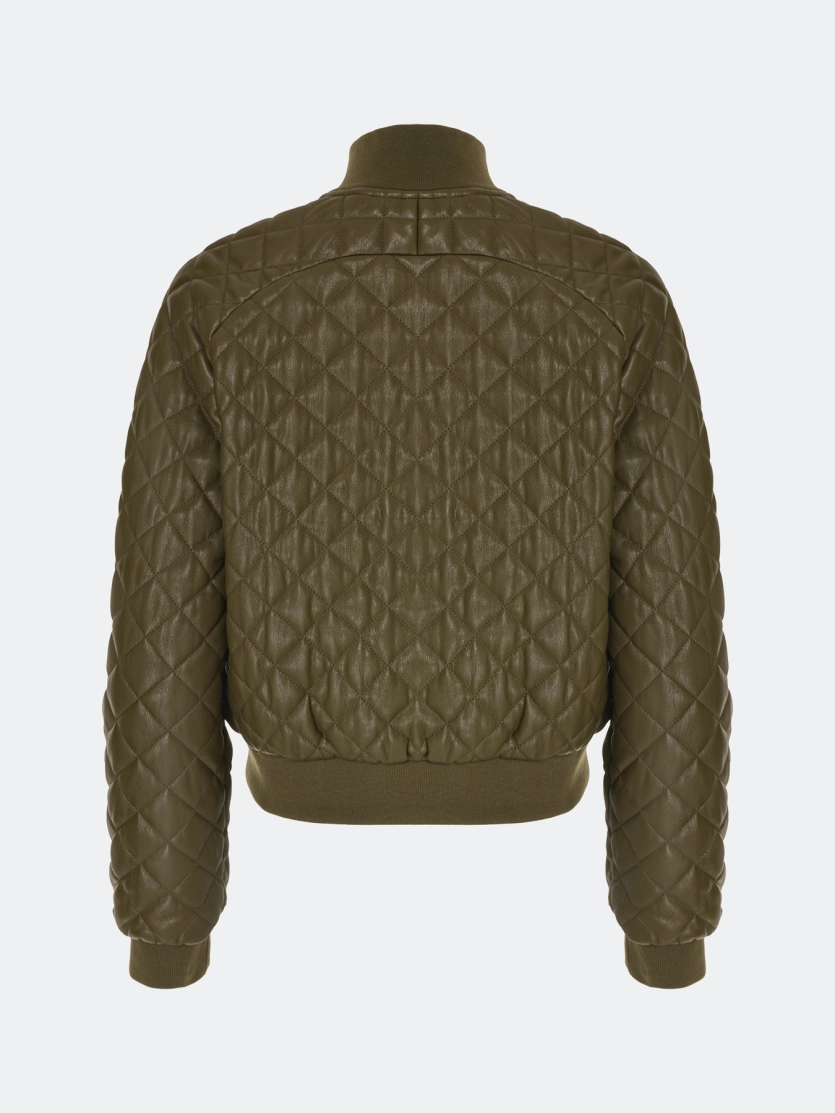 Стеганый бомбер из эко кожи