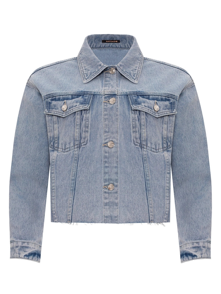 Укороченная oversize джинсовая куртка