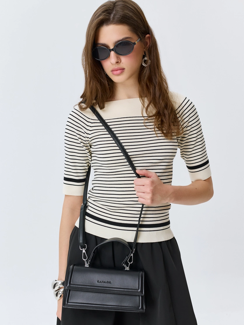 Сумка-багет из искусственной кожи