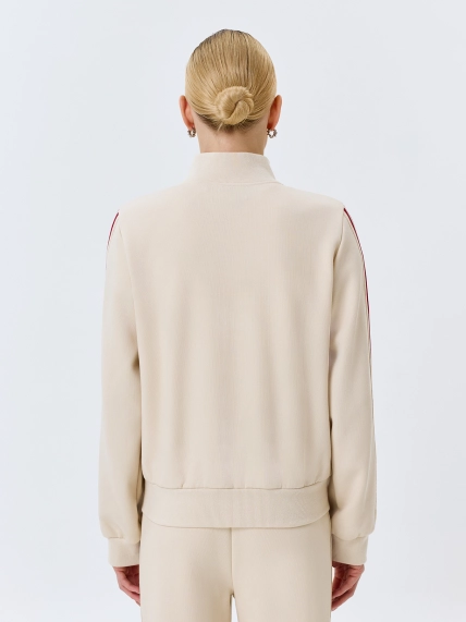 Трикотажный бомбер с контрастными лампасами
