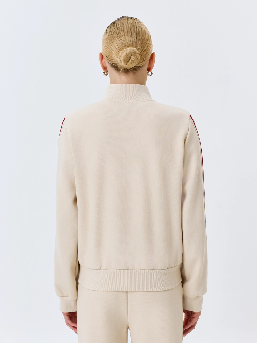 Трикотажный бомбер с контрастными лампасами