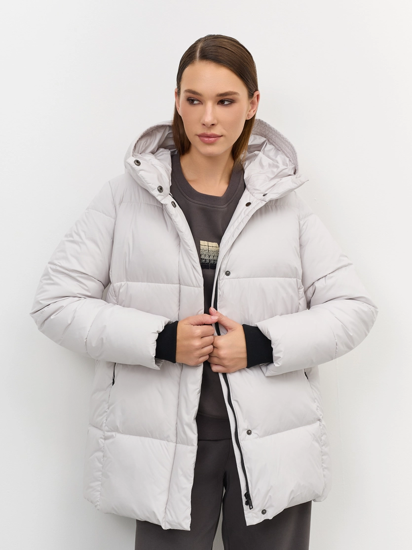 Удлиненная куртка с трикотажными манжетами