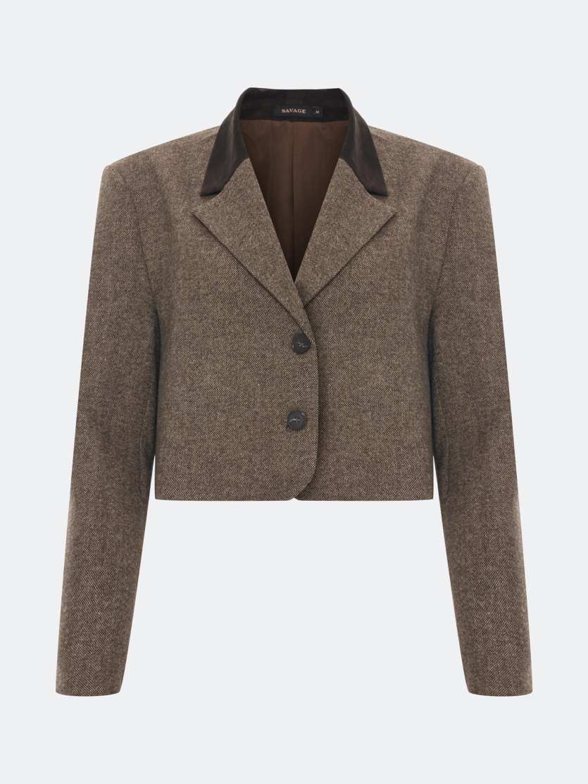 Укороченный жакет из твида