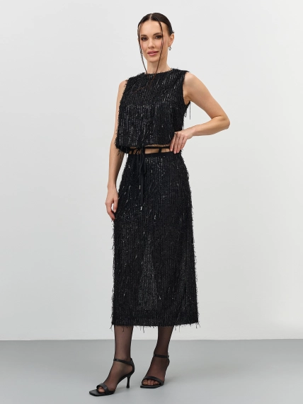 Юбка с пайетками и бахромой