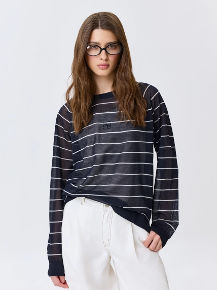 Полупрозрачный джемпер в тонкую полоску