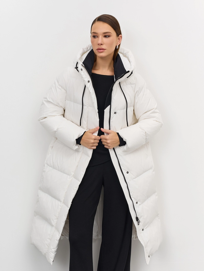 Длинный пуховик на натуральном утеплителе